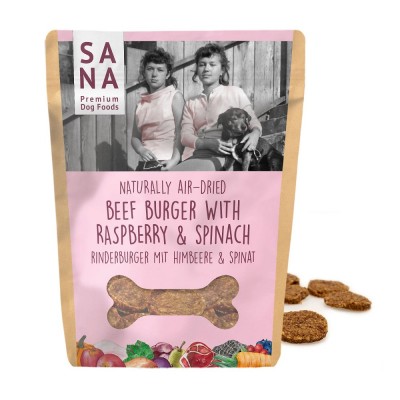 SANADOG BEEF BURGER ΑΠΟΞΗΡΑΜΕΝΕΣ ΦΥΣΙΚΕΣ ΛΙΧΟΥΔΙΕΣ ΜΕ ΜΟΣΧΑΡΙ, RASPBERRY, ΣΠΑΝΑΚΙ 100γρ
