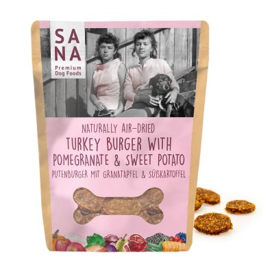 SANADOG TURKEY BURGER ΑΠΟΞΗΡΑΜΕΝΕΣ ΦΥΣΙΚΕΣ ΛΙΧΟΥΔΙΕΣ ΜΕ ΓΑΛΟΠΟΥΛΑ, ΓΛΥΚΟΠΑΤΑΤΑ, ΡΟΔΙ 100γρ
